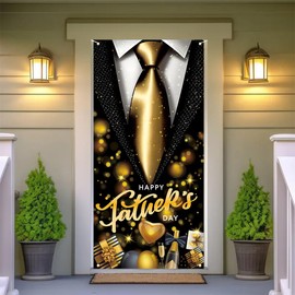LeDuo Happy Father's Day Banner, Father's Day Door Cover with 70.8"X35.4", Fathers Day Door Sign Decorations, Fathers Day Background Backdrop for Outdoor Indoor Home Yard Door Decorations