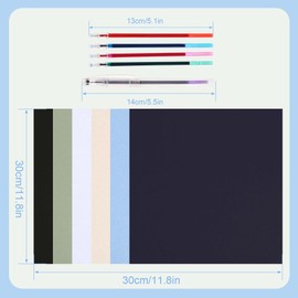 Telooco 6Pcs Embroidery Fabric 30 x 30cm Squares Pre-Cut Linen Cloth Including 6 Colors Cotton Cloth Embroidery Cross Stitch Fabric Material 5 Colors Water-Soluble Pens for Needlework Sewing Projects