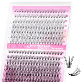 FADLASH Lash Clusters Extensions 200pcs Individual Lashes 10D 20D Mix Natural Soft C Cur Black Faux Mink Volume Lash Extensions Reusable Artificial Eyelashes (10D+20D-0.07-C, 8-16mm)