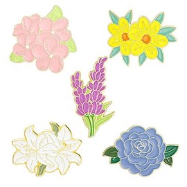 YINSMALLQI 5 Pieces Enamel Flower Brooch Pins Set,Cute Alloy Brooch Pins for Clothing Bags Jackets Accessories Supplies DIY Crafts, Small, Stainless Steel, no gemstone