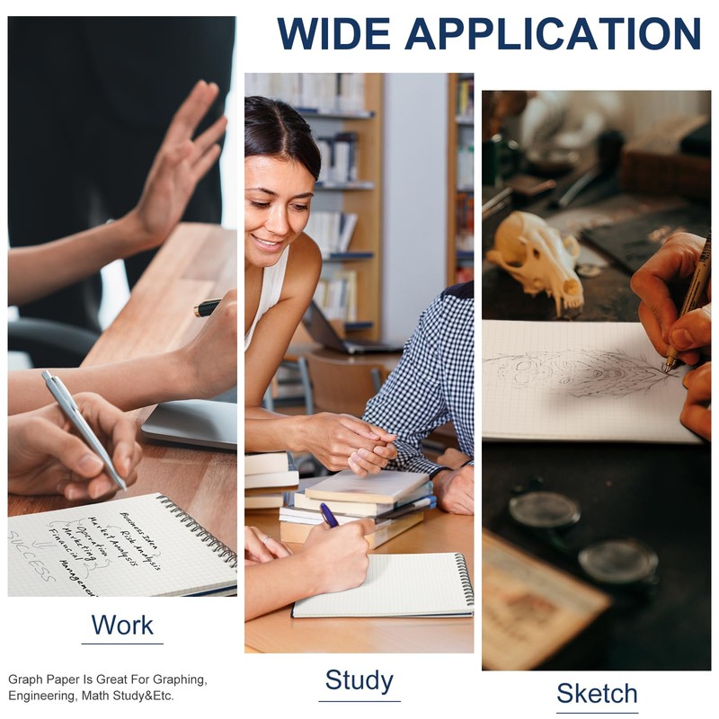 Engrowtic 6 Pack Graph Paper Spiral Notepad A5 Top Wirebound