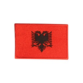 Albania Country Flag Logo Patch Embroidered Applique Albania Country Flag Patch Iron On Patch Sew On Patch Emblem