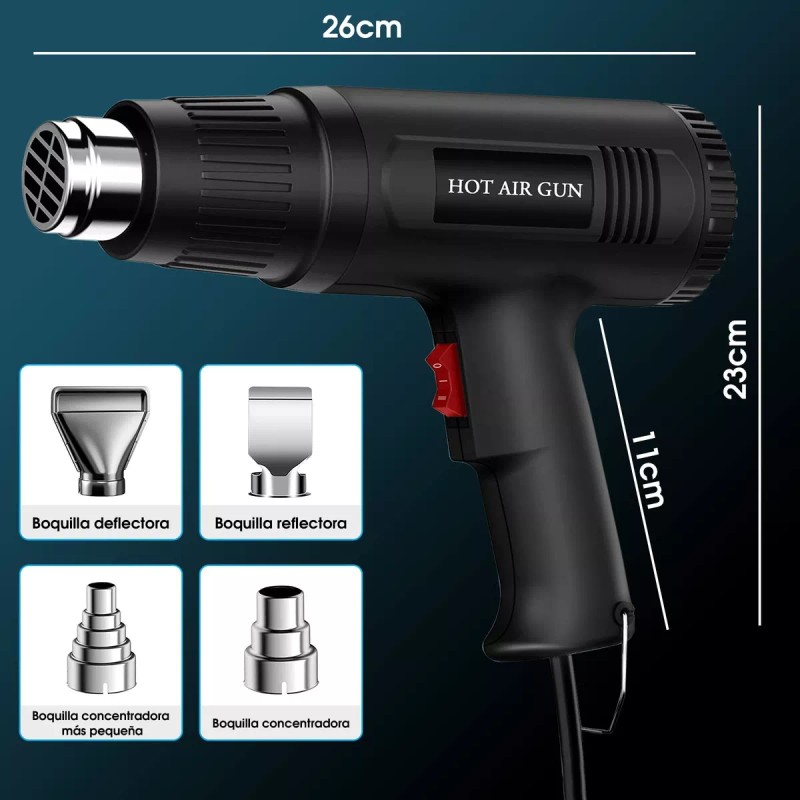 Monstyle Pistola De Calor Eléctrica Temperatura Ajustable 4 Boquillas
