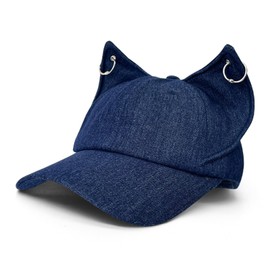Y2K Fox Ears Baseball Cap with Iron Ring Unisex Denim Dad Hat Animal Ears Grunge Aesthetic Hat