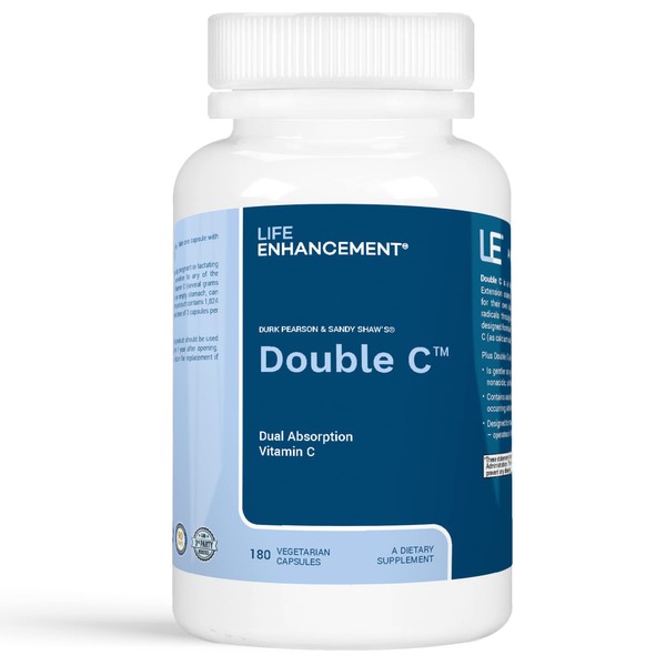 Life Enhancement Double C - Max Absorption 608 mg Buffered Vitamin C (Calcium Ascorbate and Ascorbyl Palmitate) & 61 mg Calcium - 180 Capsuls