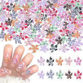 Shimmerz 100 Pieces Flower Nail Charms, 3D Hawaiian Flowers for Nails Soft Colourful Hibiscus Nail Art Charms Nail Rhinestones Gems