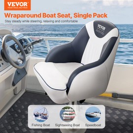 VEVOR Captain Bucket Seat, 1-Pack Boat Captain Chair with Thickened Sponge Padding & Curved Armrest, Pontoon Boat Seat for Fishing Boat, Sightseeing Boat, Speedboat, Canoe
