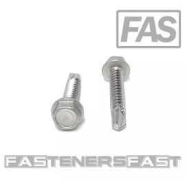 FAS (50) 14x1-1/2 Stainless Steel Hex Washer Head Self Drilling Tapping TEK Screws