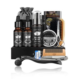 Beard Care Set for Men, 12-in-1 Beard Growth Kit with Beard Roller, 60 ml Beard Shampoo, Beard Growth, Razor Men, Beard Oil, Beard Brush, Beard Scissors, Gift for Men for Father's Day, Christmas