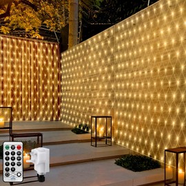 CORST CORST 3M X 2M Net Lights Outdoor Mesh Lights for Bushes Plug in,200LED Christmas Garden Tree Lights Outside Fairy Lights Waterproof Connectable with Remote for Gazebo Balcony(Warm White)