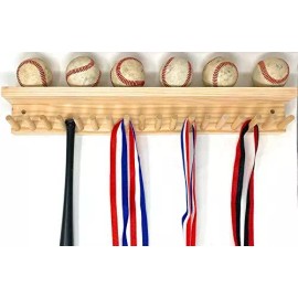 MWCSPORTS BASEBALL BAT RACK 17 MINI BATS 6 BALLS WALL HOLDER  DISPLAY Trophy Awards Metals - Natural