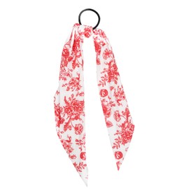 Long Tail Ponytail Holders - Hairtie with Cotton Tails - Red Roses