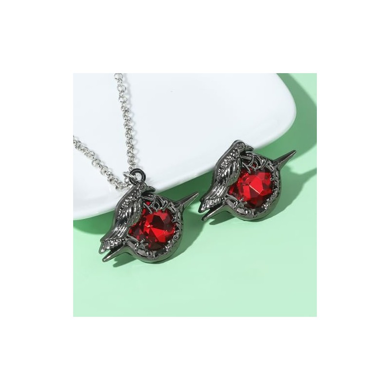 Red Gem Crow Brooch Costume Jewelry Accessories for Sylus Cosplay