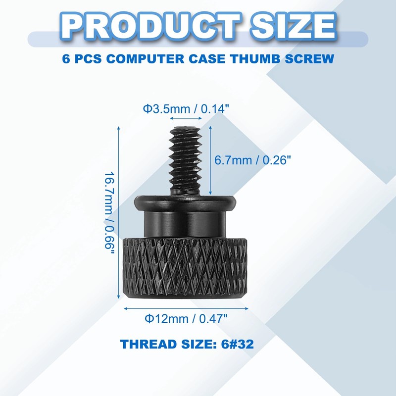 MECCANIXITY 6 Pcs 6#32 Knurled Thumb Screw Computer Case Threaded