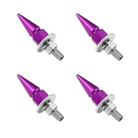 SHMZK 4 PCS Spikes License Plate Screws for Car, Anti Theft Spike Shape Aluminum Car Plate Frame Fastenings Bolt, Cool Licence Plate Screw Set for Car Truck Motorcycle, Car Accessories (Purple)