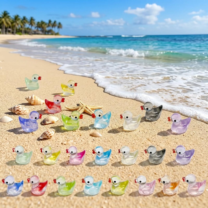 120PCS 15 Colors Resin Gradient Ducks, Mini Duck Figurines DIY