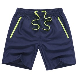 MADHERO Mens Swim Shorts with Mesh Liner Summer Bathing Suit Zipper Pockets,Navy Blue,Size XXL