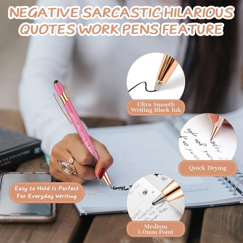 Snarky Funny Office Pens,12 Pcs Negative Sarcastic Hilarious Quotes Work