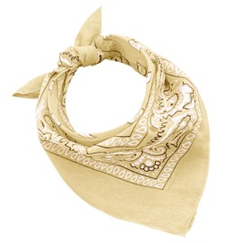 JOPHY & CO. 100% Cotton Bandanas for Women Men Children Unisex with Paisley Pattern Headwear Scarf for Hair/Neck/Wrist/Head COD.644, Beige Paisley