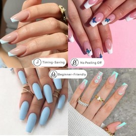 LELFRY Square Fake Nails 120pcs,Square Gel Nail Tips Clear Nails Pre-shape Full Cover Acrylic Square Nails French False Nails For Nail Extension Nail Art,12 Sizes False Gelly Tips