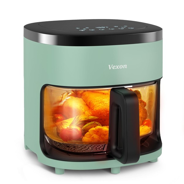 6-IN-1 Glass Air Fryer,4.5QT Air Fryer with Viewing Glass Pot,