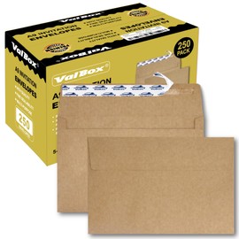 ValBox A9 Invitation Envelopes, 5.75 x 8.75 Inches, Brown Kraft Envelopes for Wedding Invitations, Greeting Cards, Announcements, with Self Adhesive Seal, 250 Count (5.75 x 8.75 Inches)