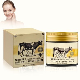 1PC Blsamo de sebo de res y miel, humectante facial batido de sebo de res alimentado con pasto, sin fraganciacon infusin de hierbas para mujeres y... 
