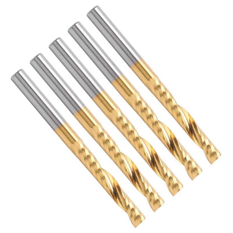 5Pcs End Mill TiPlated 1Flute CNC Spiral Router Bit HighSpeed