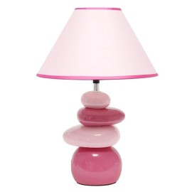 All the Rages Simple Designs 17.55" Pretty in Pink Stacked Ceramic Stone Table Lamp - Pink