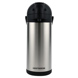 Heritage66 3L Airpot Coffee Dispenser, Stainless Steel Triple-Wall Vacuum Insulated Pump Pot, Thermal Coffee Server Keeps Drinks Hot 12 Hrs/Cold 24 Hrs, Ideal for Home, Office, Parties