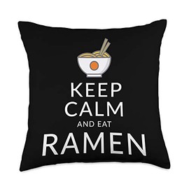 The Spicy Ramen Apparel Keep Calm Eat Ramen Funny Japanese Noodle Gift Throw Pillow, 18x18, Multicolor