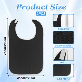 FdcLixuvol 2 Pack Adult Bibs for Elderly Women Men, Adjustable Eating Bibs, Non-Slip Polyester Unisex Clothing Protectors Washable Reusable Large Towel Bib for Adult Seniors Citizens (Blue/Gray)