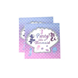 40Pcs Mermaid Party Paper Napkins Disposable Dessert Napkins for Girl’s Birthday Baby Shower Wedding Hawaii Ocean Under the Sea Cocktail Party Paper Dinnerware Set 6.5in