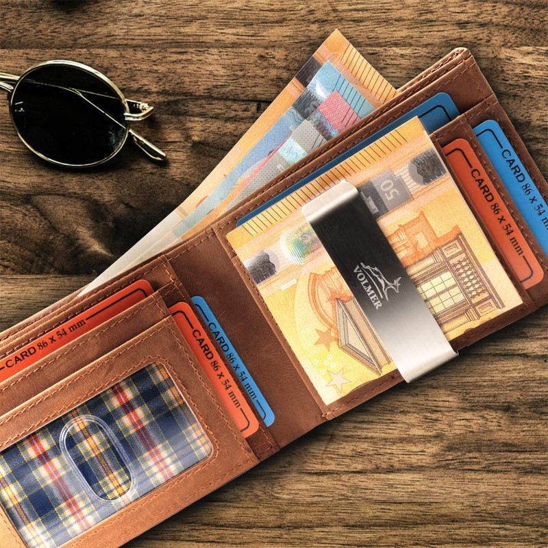 Fa.Volmer ® Genuine Leather Wallet with Money Clip / Dollar
