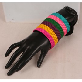 NEW! Touchstone "Colorful Bangle Collection" Indian Bollywood Traditional Exclusively Handcrafted 12 Textured Assorted Pastel Colors Designer Jewelry Bracelets Bangle. Set Of 144. For Women