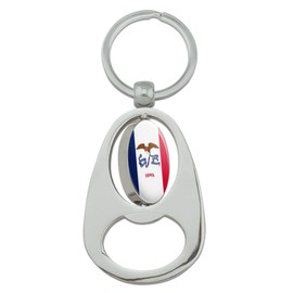 GRAPHICS & MORE Iowa State Flag Keychain Chrome Metal Spinning Oval Bottle Opener