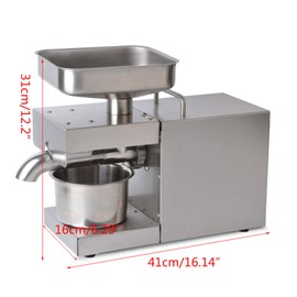 Automatic Oil Press Machine, 110V 600W Powerful Commercial Stainless Steel Cold/Hot Oil Extractor Easy to Operate, Protable Low Noise Organic Oil Extraction For Home Use (US Stock）