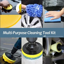Car Cleaning Kit, Detailing Brush Set with Microfibre Mitt, Polishing Pads and Detail Brushes (36 Pcs Kit)