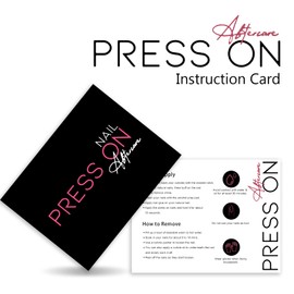 50 Pack Press on Nail Instructions Cards, Bebbtiy Press on Nail Application Guides Nail Aftercare Manicure Usage Business Supplies Card (Black-2)