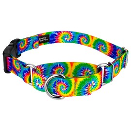 Country Brook Petz - Classic Tie Dye Martingale Dog Collar with Deluxe Buckle - Groovy Collection with 5 Far Out Designs (1 Inch, Medium)