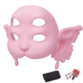 Yipintang Mel 3D Portals Mask for Adults Cry Baby Doll or Anime Mask for Fans, Full Face with Two Ears -pink (Screw-On)