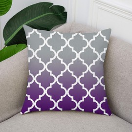 TAOSON Pack of 2 Soft Canvas Throw Cushion Cover Pillow Covers Cases for Couch Sofa Home Decor Modern Quatrefoil Accent Geometric with Hidden Zipper Closure Only Cover 18 x 18 Inches Gray Purple