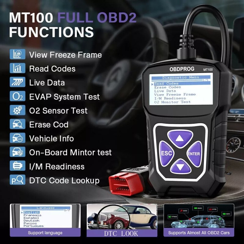 OBDPROG Toyota Prius Car Engine Fault Erase Code Scanner OBD2