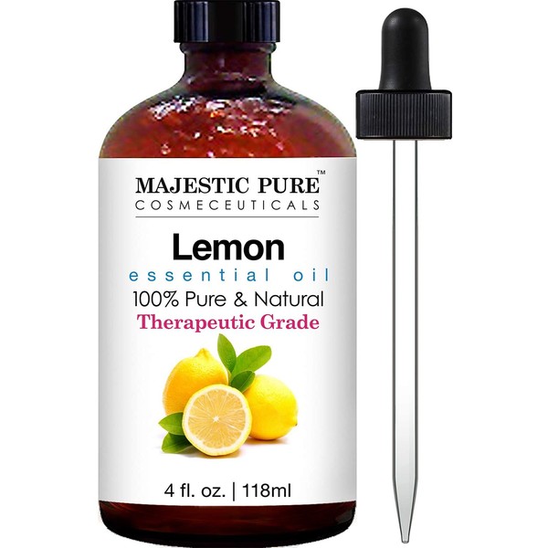 Majestic Pure Lemon Oil, Therapeutic Grade, Premium Quality Lemon Oil, 4 Ounces