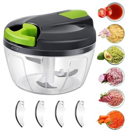 Onion Slicer 520 ml, Manual Onion Cutter with 3 Stainless Steel Blades, Extra 5 Slices and 1 Mixer, Onion Cutter, Onion Cutter with Disc