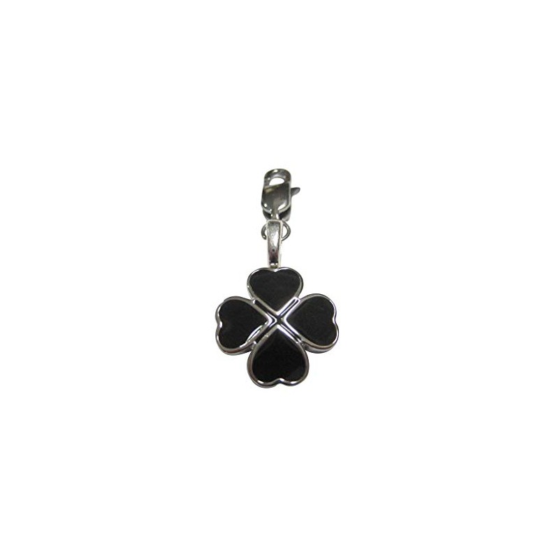 Kiola Designs Black Four Leaf Clover Pendant Zipper Pull Charm