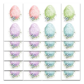 Mobiusea Creation Mobiusea Creation Easter Stickers | 60-Pack | 1.7 x 2.1 inch | Watercolor Bunny Flowers Happy Easter Clear Labels