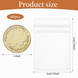 60PCS Coin Sleeves for All Coins, Single Coins Protectors Individual Plastic Coin Holders for Collectors Clear Collection Storage Pocket Small Pouches Supplies