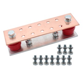 LBY .157" x 2.36" x 7.87" Copper Ground Bar Kit, with 10 Terminal Positions, Copper Grounding Busbar Bar Kit