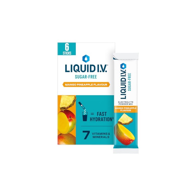 Liquid I.V. Sugar Free Electrolyte Powder Mix, Mango Pineapple Flavour,